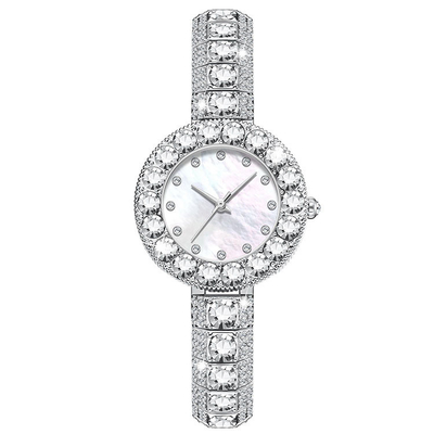 Façonnez aux femmes de luxe légères la montre-bracelet de quartz avec Diamond Waterproof