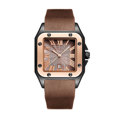 Montre-bracelet carrée Roman Vintage imperméable de quartz de courroie de silicone