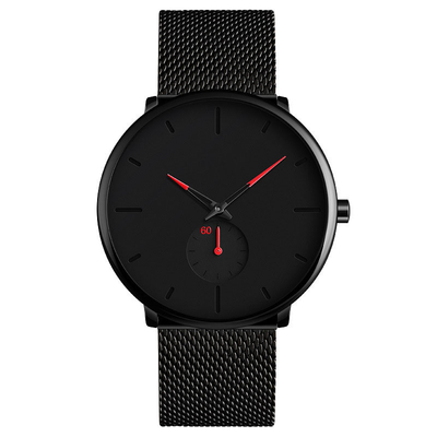 La montre-bracelet de quartz d'acier inoxydable d'affaires imperméabilisent la mode simple de la montre des hommes
