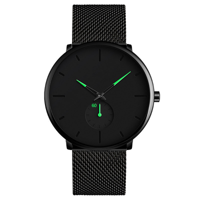 La montre-bracelet de quartz d'acier inoxydable d'affaires imperméabilisent la mode simple de la montre des hommes