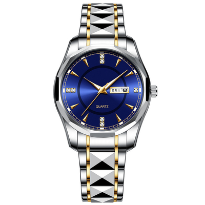 La montre en acier de quartz de calendrier de tungstène imperméabilisent les montres-bracelet des hommes