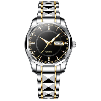 La montre en acier de quartz de calendrier de tungstène imperméabilisent les montres-bracelet des hommes