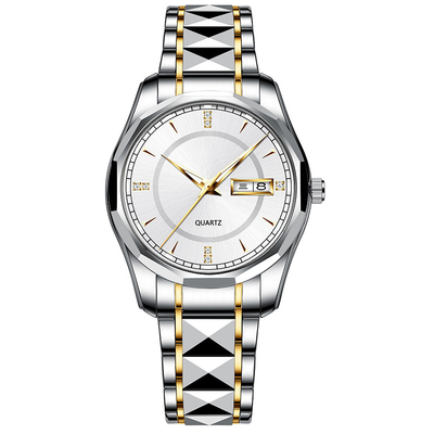 La montre en acier de quartz de calendrier de tungstène imperméabilisent les montres-bracelet des hommes