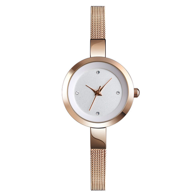 Montre-bracelet en acier inoxydable étanche pour femme avec cadran en verre renforcé minéral