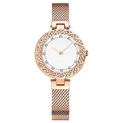 Perceuse Mesh Belt Ladies Watch de Diamond Fashion Wrist Watch Bezel