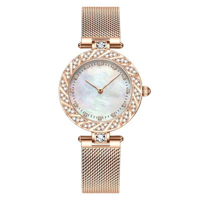 Perceuse Mesh Belt Ladies Watch de Diamond Fashion Wrist Watch Bezel