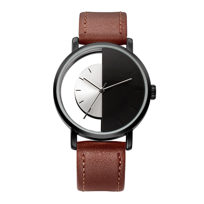 Cadran semi transparent occasionnel de montre de quartz de conception spéciale pour les hommes