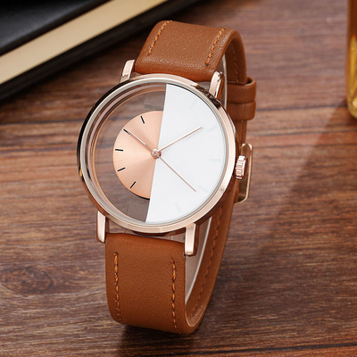 Cadran semi transparent occasionnel de montre de quartz de conception spéciale pour les hommes