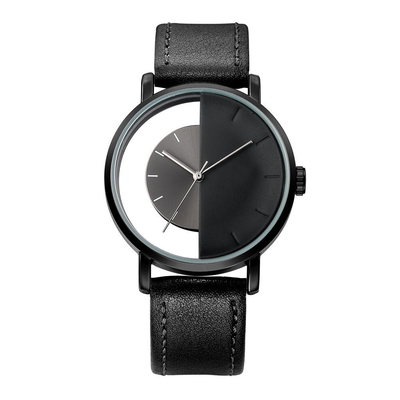Cadran semi transparent occasionnel de montre de quartz de conception spéciale pour les hommes