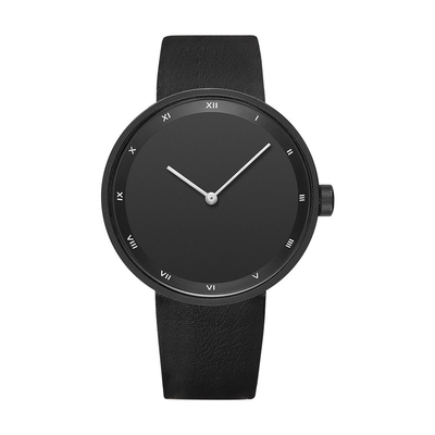 Montre en cuir de courroie de montre ultra mince sans couture de quartz pour les hommes
