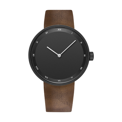 Montre en cuir de courroie de montre ultra mince sans couture de quartz pour les hommes