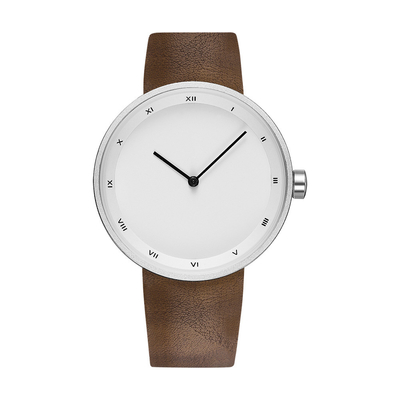 Montre en cuir de courroie de montre ultra mince sans couture de quartz pour les hommes