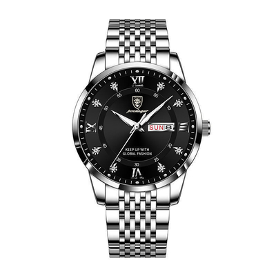 Un mouvement de quartz et une montre de poignet en acier inoxydable de 105 g
