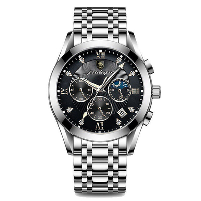 Montres de poignet en quartz en acier inoxydable avec diamètre de boîtier de 43 mm et mouvement en quartz