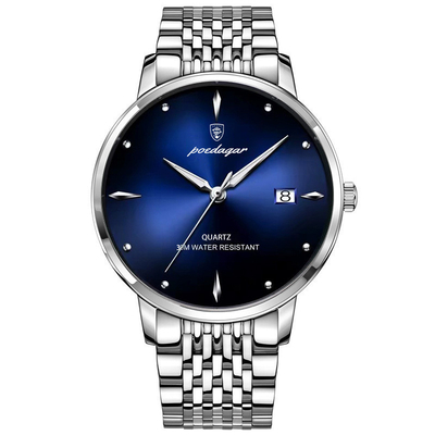 135g Poids en acier inoxydable Montre de poignet au quartz avec affichage du pointeur