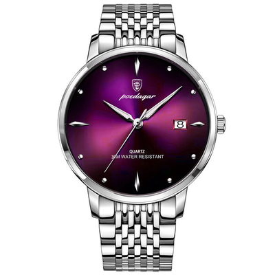 135g Poids en acier inoxydable Montre de poignet au quartz avec affichage du pointeur