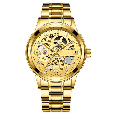 Montres de luxe d'homme d'alliage d'affaires de lumière transparente de Diamond Mechanical Watch