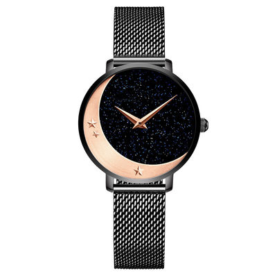 Montre-bracelet galvanisée de quartz de femmes de Gypsophila, marquée montre-bracelet pour des femmes