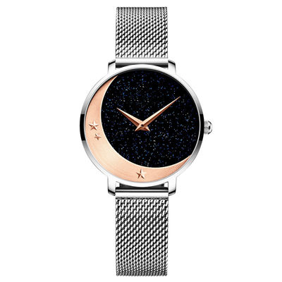 Montre-bracelet galvanisée de quartz de femmes de Gypsophila, marquée montre-bracelet pour des femmes