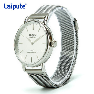 Acier inoxydable Mesh Bracelet Watch, visage blanc d'OEM de montre de l'acier inoxydable des hommes