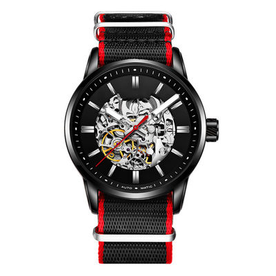 3ATM montre-bracelet en nylon imperméable, montre mécanique creuse de 13mm
