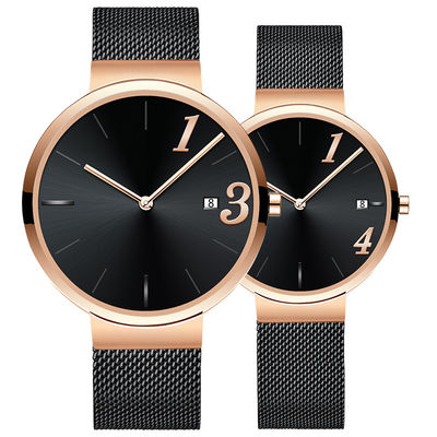 Diamètre caché de la preuve 36mm de l'eau de la montre 5bar de quartz de couples de fermoir