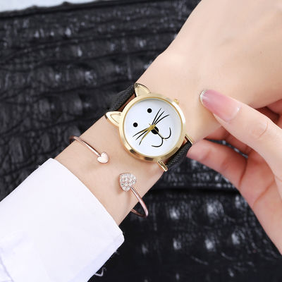 Les enfants de quartz de ROHS observent, matériel d'alliage de poids de Cat Face Quartz Watch 35g