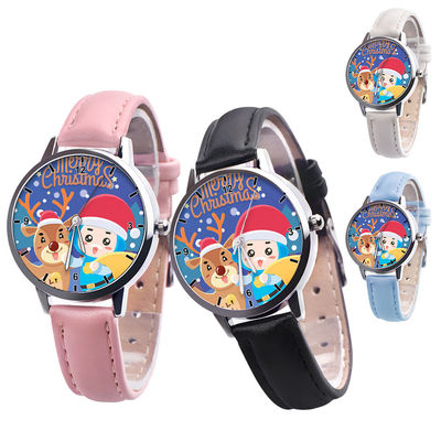 la montre analogue des enfants 25g, montre en cuir de quartz de bande de cadran de 38mm