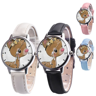 la montre analogue des enfants 25g, montre en cuir de quartz de bande de cadran de 38mm