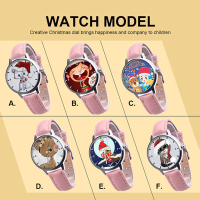 la montre analogue des enfants 25g, montre en cuir de quartz de bande de cadran de 38mm
