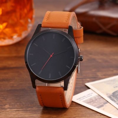 Montres personnalisées pour le type en cuir de couronne de rond de poids de la bande 52g des hommes