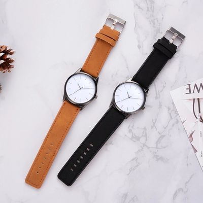 Montres personnalisées pour le type en cuir de couronne de rond de poids de la bande 52g des hommes