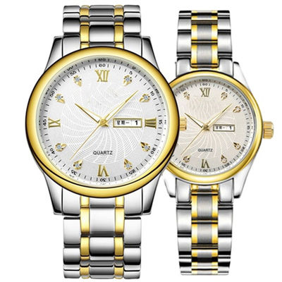 Montre imperméable de quartz des couples 5ATM, Sandproof Diamond Couple Watches