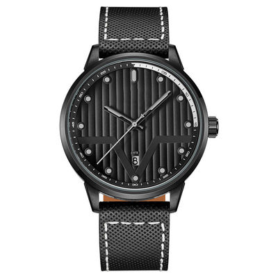 Matériel formé par épée noire en cuir de la montre-bracelet 3hands SUS316L en métal