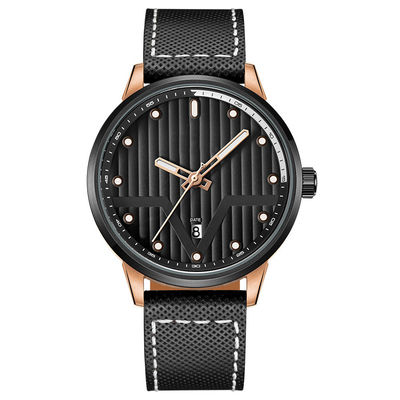 Matériel formé par épée noire en cuir de la montre-bracelet 3hands SUS316L en métal