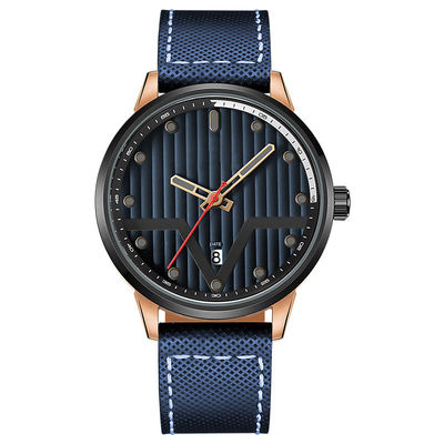 Matériel formé par épée noire en cuir de la montre-bracelet 3hands SUS316L en métal