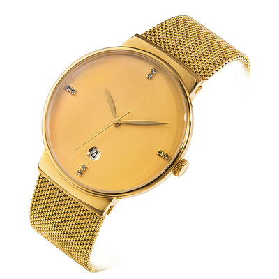 le quartz en acier de la couverture 316L arrière observe inoxydable, or Tone Stainless Steel Watch