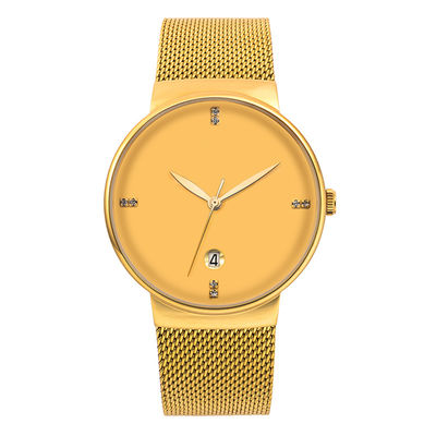 le quartz en acier de la couverture 316L arrière observe inoxydable, or Tone Stainless Steel Watch