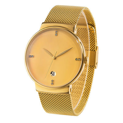 le quartz en acier de la couverture 316L arrière observe inoxydable, or Tone Stainless Steel Watch