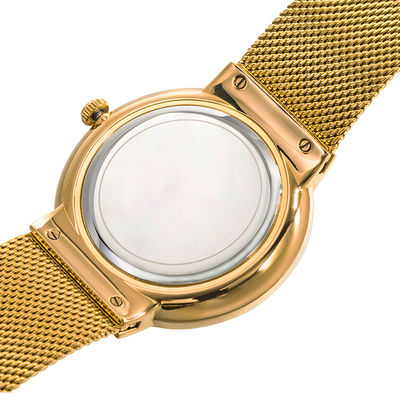 le quartz en acier de la couverture 316L arrière observe inoxydable, or Tone Stainless Steel Watch