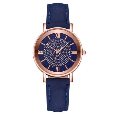 Montre-bracelet imperméable de quartz des femmes 3BAR, montre en cuir de quartz de bande de 230mm