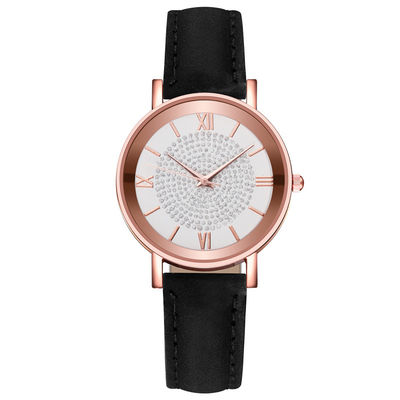 Montre-bracelet imperméable de quartz des femmes 3BAR, montre en cuir de quartz de bande de 230mm