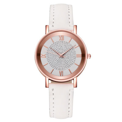 Montre-bracelet imperméable de quartz des femmes 3BAR, montre en cuir de quartz de bande de 230mm
