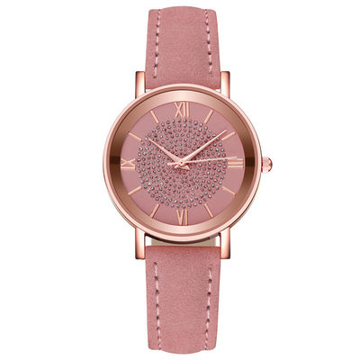 Montre-bracelet imperméable de quartz des femmes 3BAR, montre en cuir de quartz de bande de 230mm