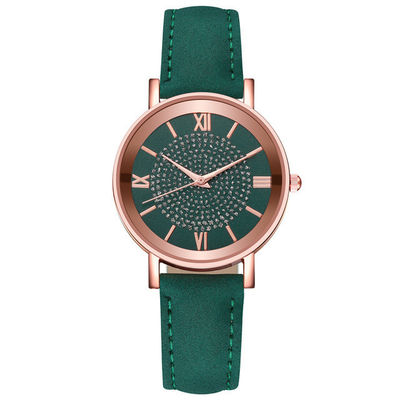 Montre-bracelet imperméable de quartz des femmes 3BAR, montre en cuir de quartz de bande de 230mm