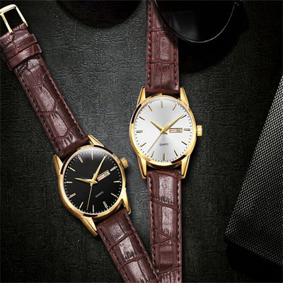 Doubles hommes de montre de calendrier de doubles de calendrier affaires de tempérament coupler la montre de quartz