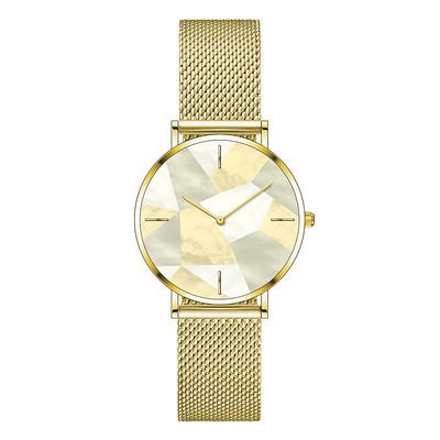 Résistant à l'eau de la montre 3atm d'acier inoxydable du quartz des femmes de SS316L