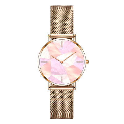 Résistant à l'eau de la montre 3atm d'acier inoxydable du quartz des femmes de SS316L