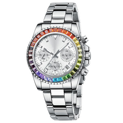 Montres-bracelet de batterie de quartz SUS304, montres de dames de Sweatproof avec des diamants