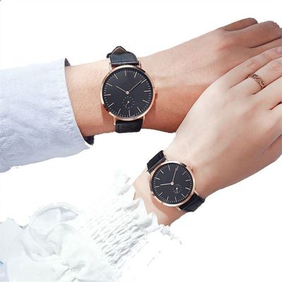 Cadran analogue rectangulaire de couples de montre en cuir de quartz Wearproof